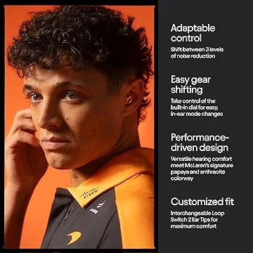McLaren F1 Team x Loop Switch 2 feature card: adaptable control, easy gear shifting, performance-driven design, customized fit